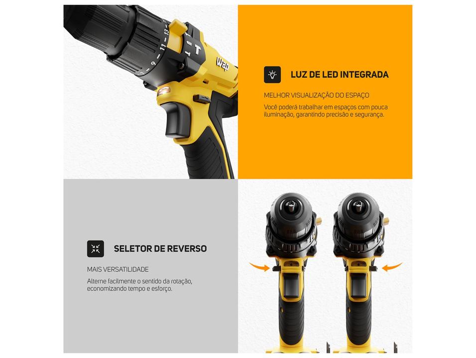 Furadeira e Parafusadeira de Impacto Wap a Bateria com Maleta 4 Peças K21 ID02 - 6