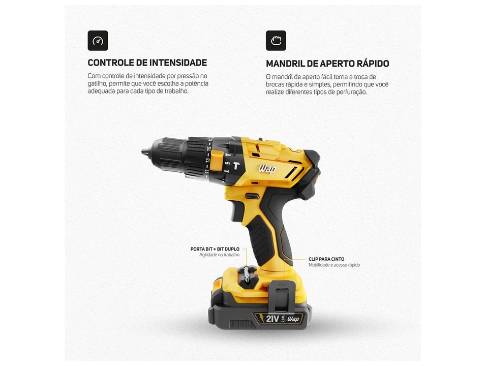 Furadeira e Parafusadeira de Impacto Wap a Bateria com Maleta 4 Peças K21 ID02 - 3