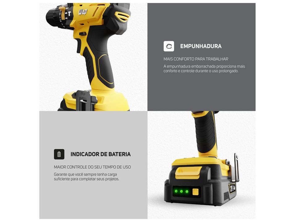 Furadeira e Parafusadeira de Impacto Wap a Bateria com Maleta 4 Peças K21 ID02 - 7