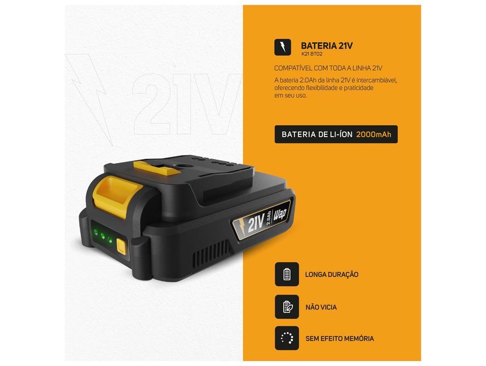 Furadeira e Parafusadeira de Impacto Wap a Bateria com Maleta 4 Peças K21 ID02 - 8