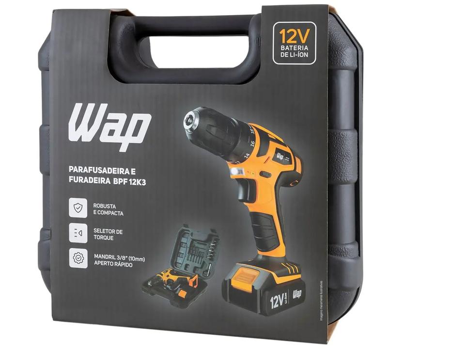 Furadeira e Parafusadeira Wap a Bateria 12V com Maleta 13 Peças BPF 12K3 - 24
