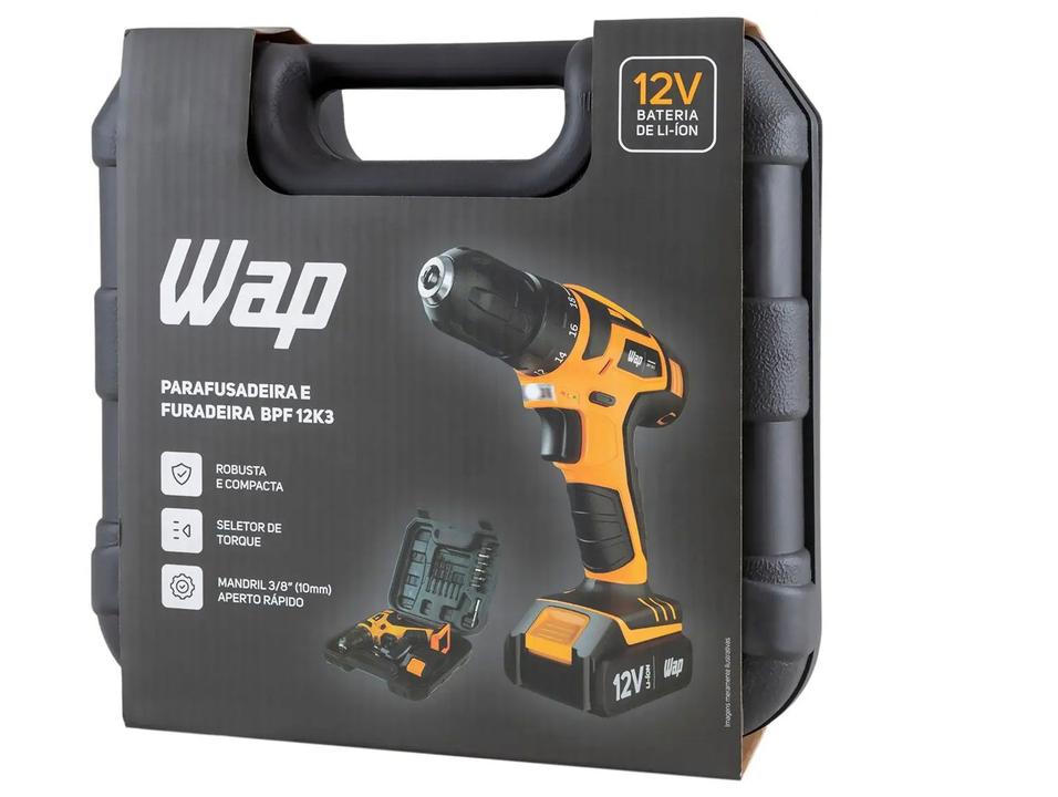Furadeira e Parafusadeira Wap a Bateria 12V com Maleta 13 Peças BPF 12K3 - 24