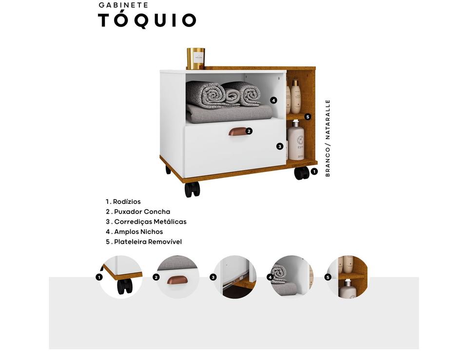 Gabinete para Banheiro 1 Gaveta Móveis Bechara Tóquio - 1