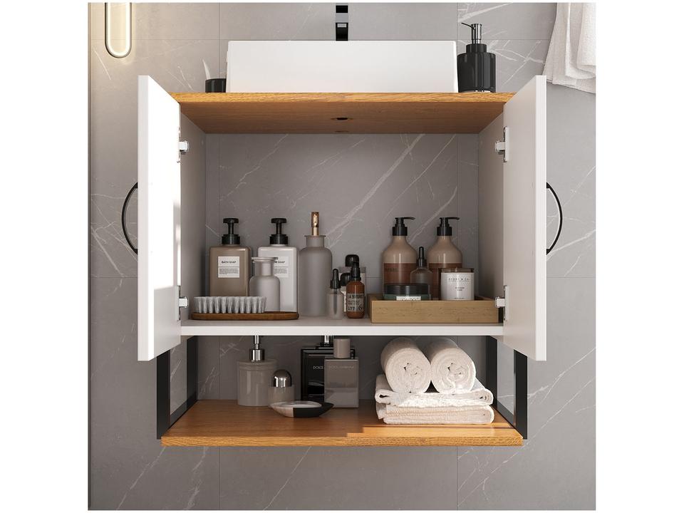 Gabinete para Banheiro Aéreo com Cuba e Espelheira 4 Portas Móveis Bechara Londres - 4