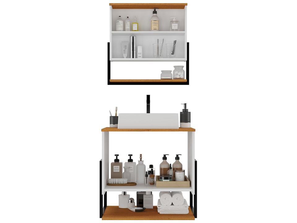 Gabinete para Banheiro Aéreo com Espelheira 4 Portas Móveis Bechara Londres - 5