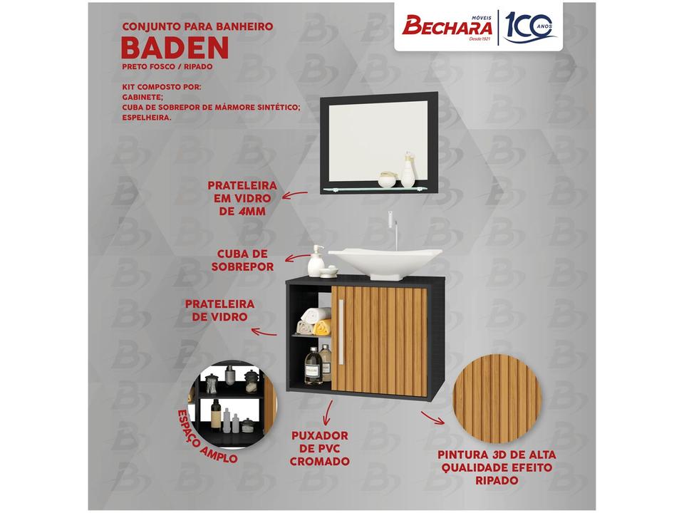 Gabinete Para Banheiro Aéreo com Espelheira Móveis Bechara Baden - 1
