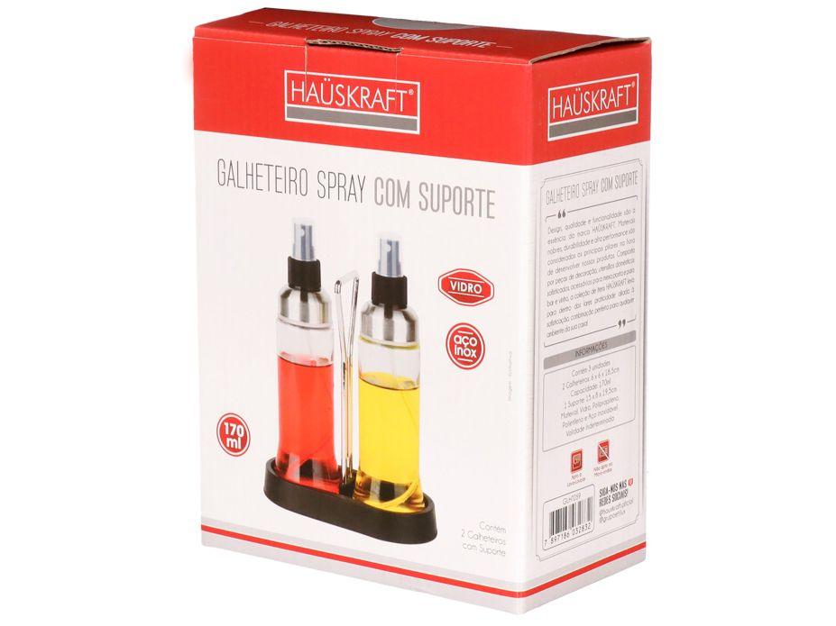 Galheteiro de Vidro Hauskraft com Suporte 2 Peças GLHT059 170ml - 2
