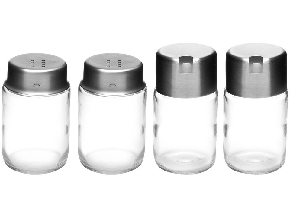 Galheteiro Vidro Forma Inox 5 Peças com Suporte - 2