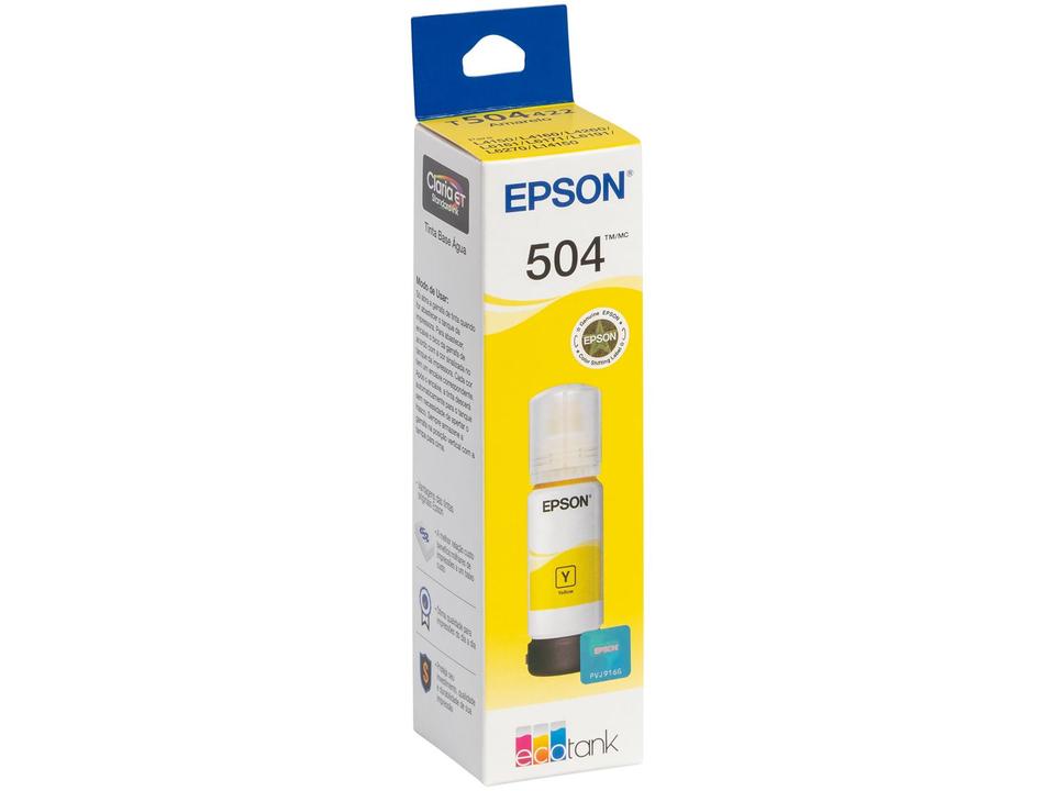 Garrafa de Tinta Epson EcoTank T504 Amarelo Original Refil - 3