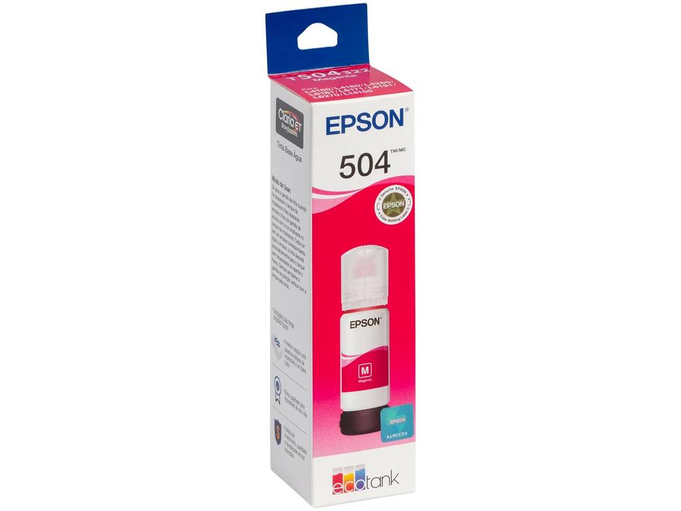 Garrafa de Tinta Epson EcoTank T504 Magenta Original Refil - 3