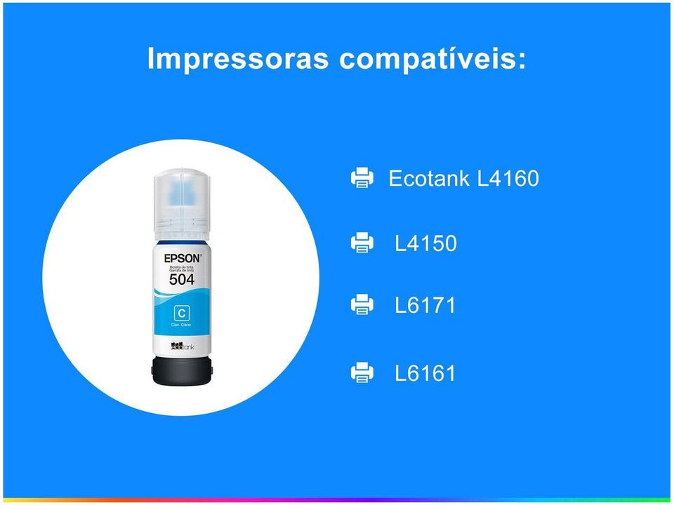 Garrafa de Tinta Epson T504 Ciano Original Refil - 1