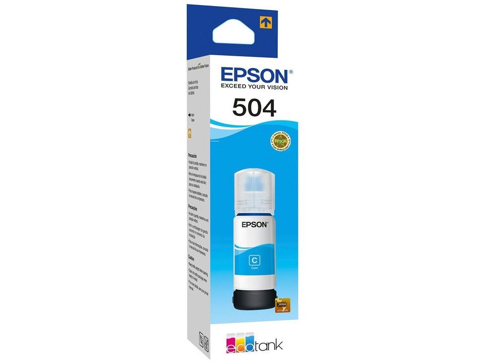 Garrafa de Tinta Epson T504 Ciano Original Refil - 4