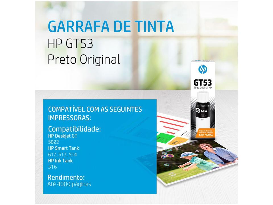 Garrafa de Tinta HP GT53 Preto - Original - 1