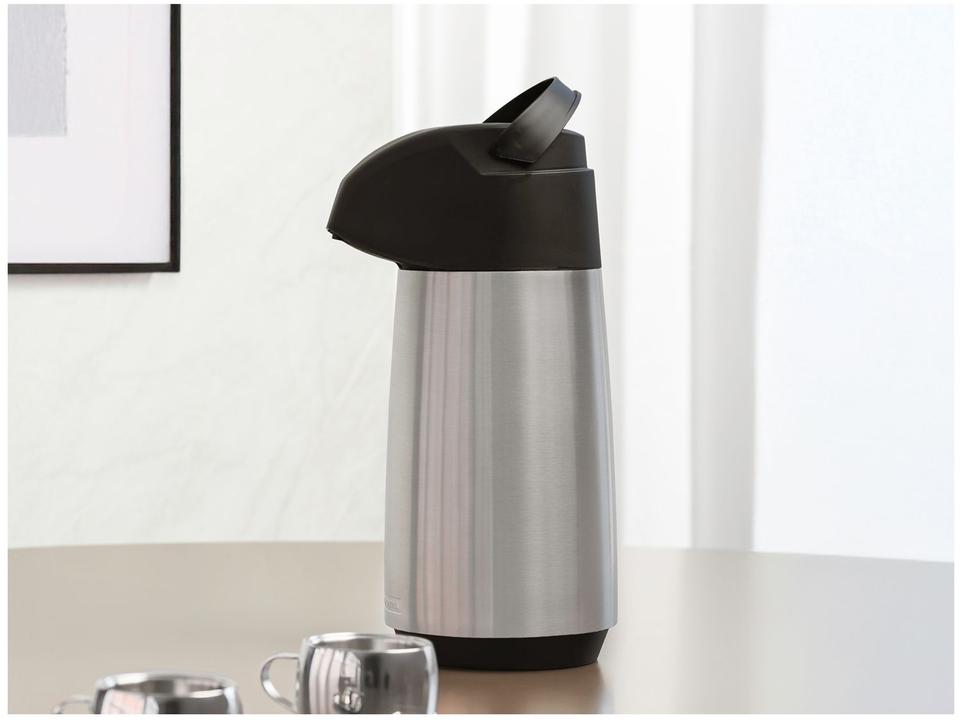 Garrafa Térmica Inox 1L Tramontina Exata Prata e Preta - 1
