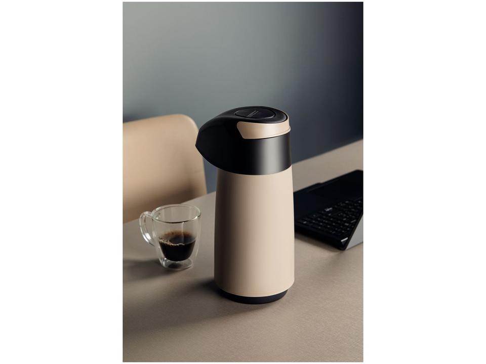 Garrafa Térmica Tramontina 1L Exata Bege e Preta - 2