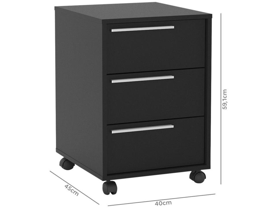 Gaveteiro com Rodinhas 3 Gavetas Politorno Maia - 6