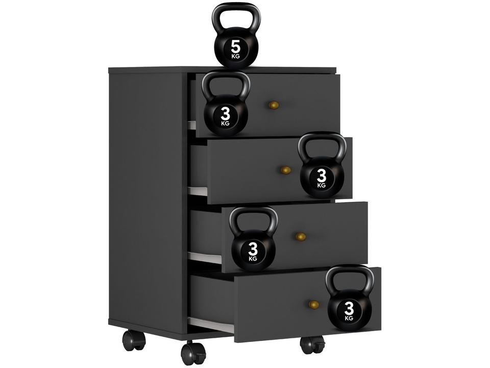 Gaveteiro para Escritório com Rodízios 4 Gavetas - 8