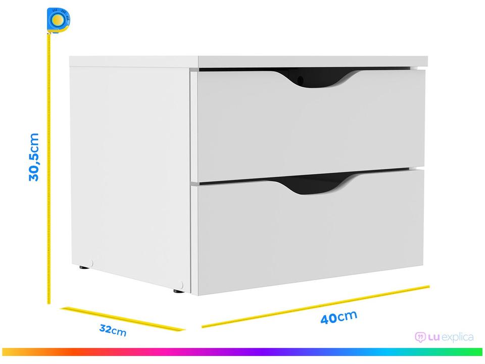 Gaveteiro para Quarto 2 Gavetas Multivisão Decore FLOW-UV-BR - 3