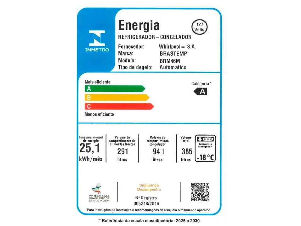 Geladeira/Refrigerador Brastemp Frost Free Duplex Branco 385L BRM46MB - 10