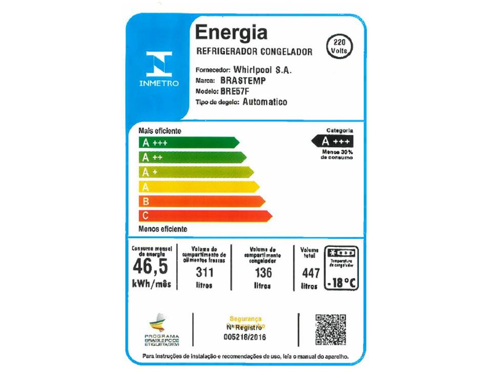 Geladeira/Refrigerador Brastemp Frost Free Duplex Prata 447L BRE57FK - 15