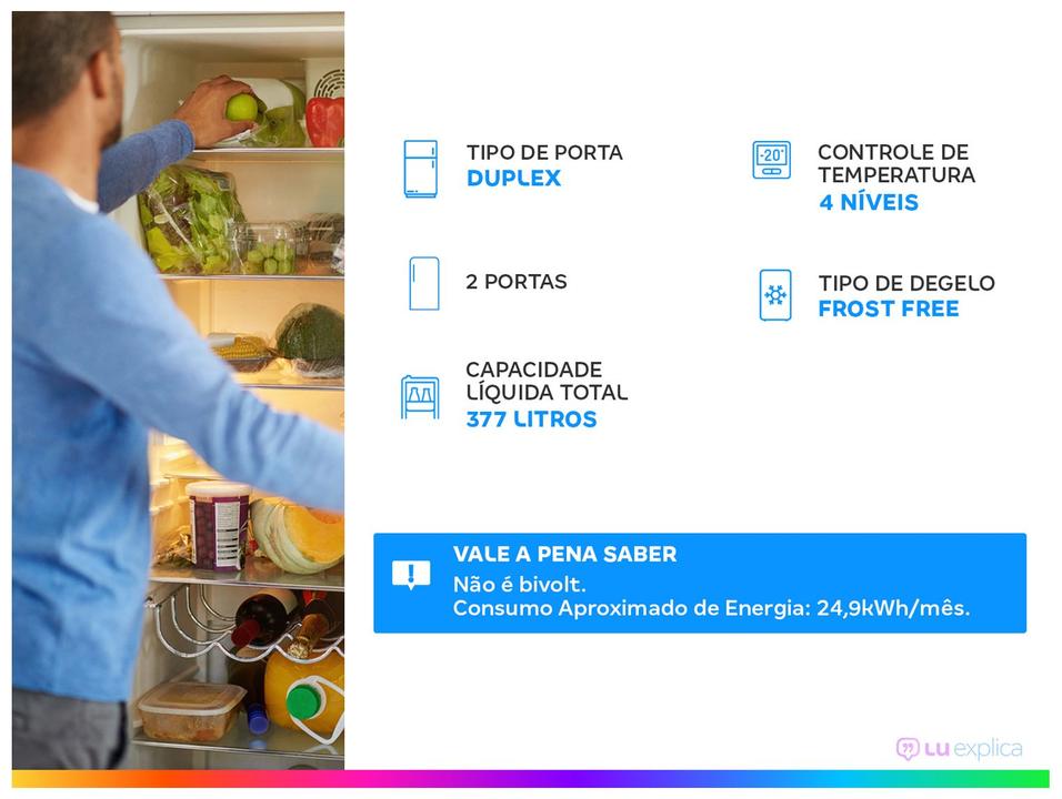 Geladeira/Refrigerador Consul Smart Frost Free Inox Duplex 377L CRM44MKANA - 1