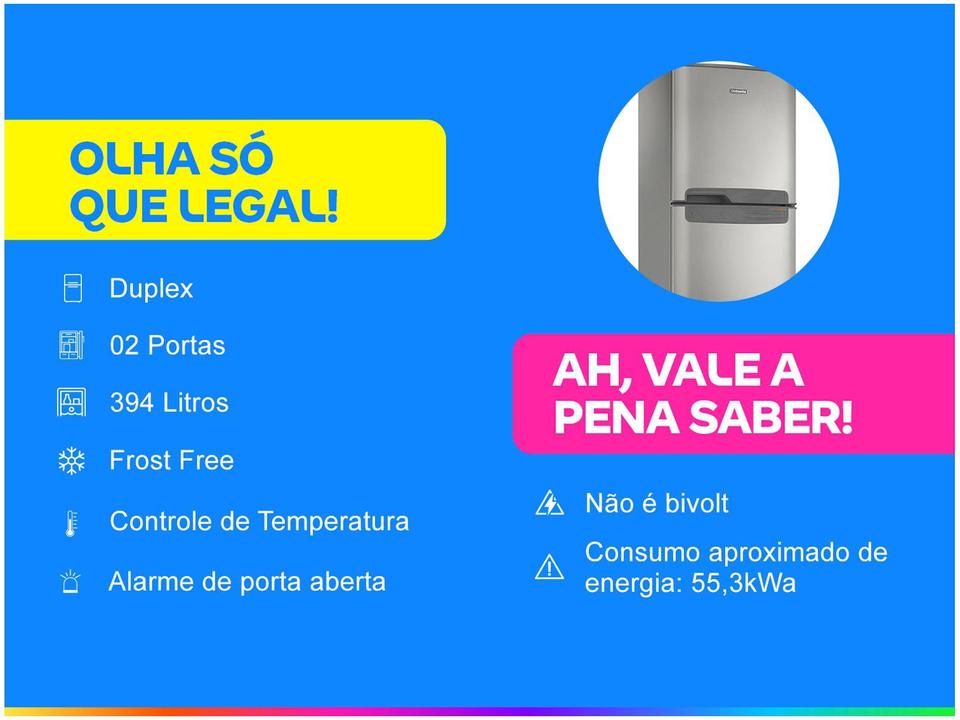 Geladeira/Refrigerador Continental Frost Free - Duplex Prata 394L TC44S - 110 V - 1