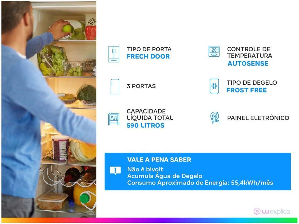 Geladeira/Refrigerador Electrolux Frost Free 3 Portas AutoSense Inox Look 596L Multidoor Efficient IM8S - 11