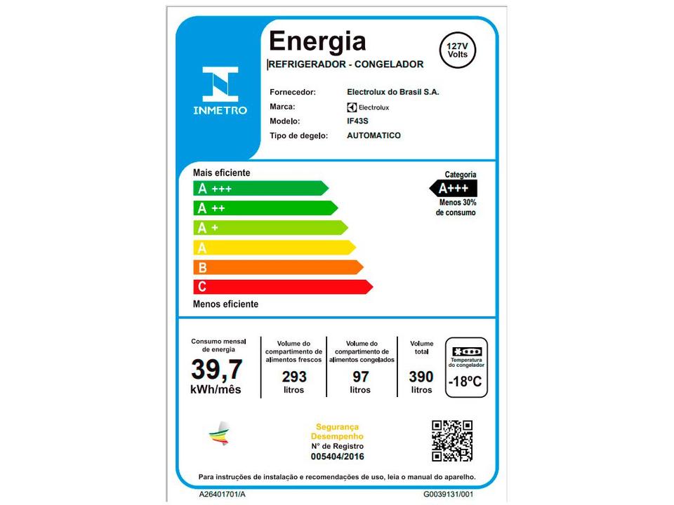 Geladeira/Refrigerador Electrolux Frost Free - 12