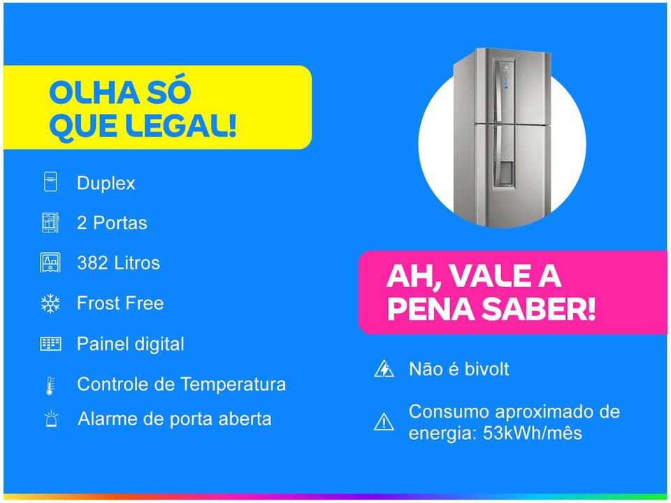 Geladeira/Refrigerador Electrolux Frost Free - Duplex Platinum 382L TW42S - 220 V - 1