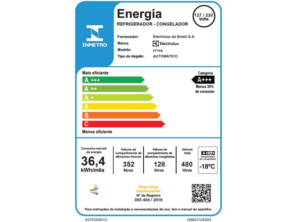Geladeira/Refrigerador Electrolux Frost Free Inverter 480L Efficient com AutoSense SmartBivolt Duplex Inox Look IT70S - 11