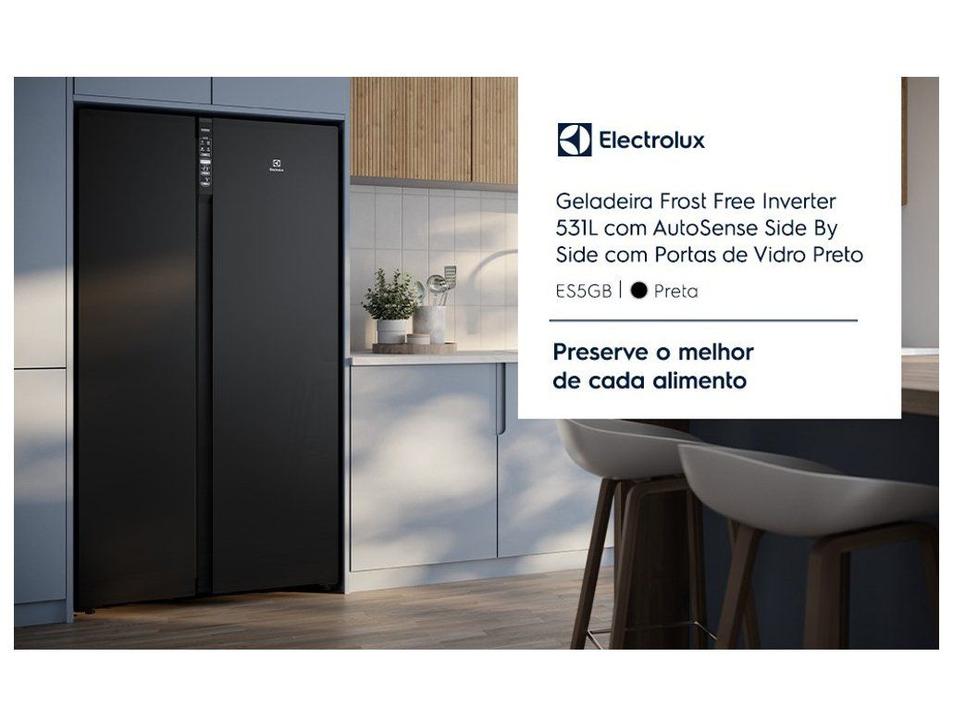 Geladeira/Refrigerador Electrolux Frost Free Side by Side Preto 531L ES5GB - 5