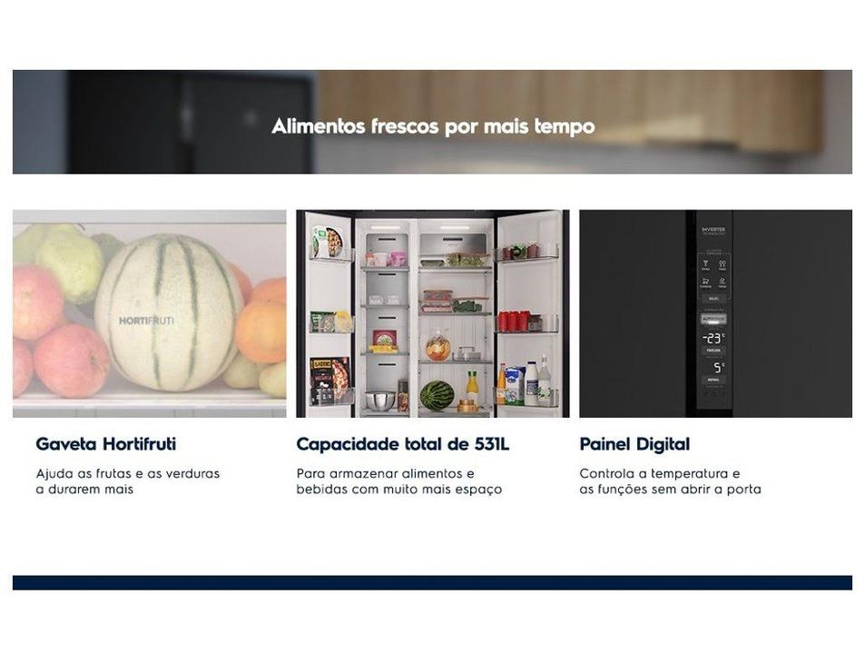 Geladeira/Refrigerador Electrolux Frost Free Side by Side Preto 531L ES5GB - 3