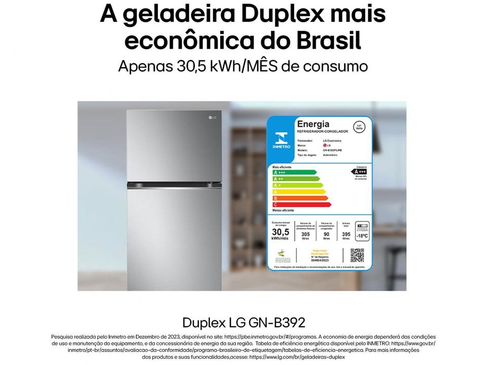 Geladeira/Refrigerador LG Frost Free 395L Duplex GN-B392PLM2 Compressor Inverter - 3