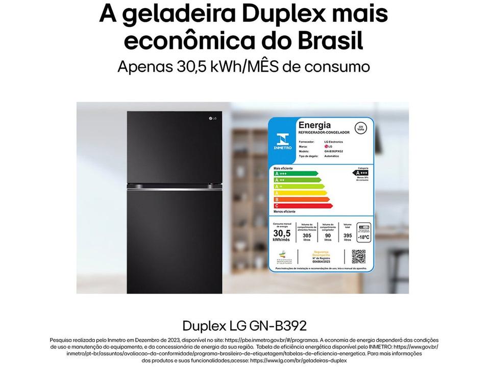 Geladeira/Refrigerador LG Frost Free Black 395L - 3