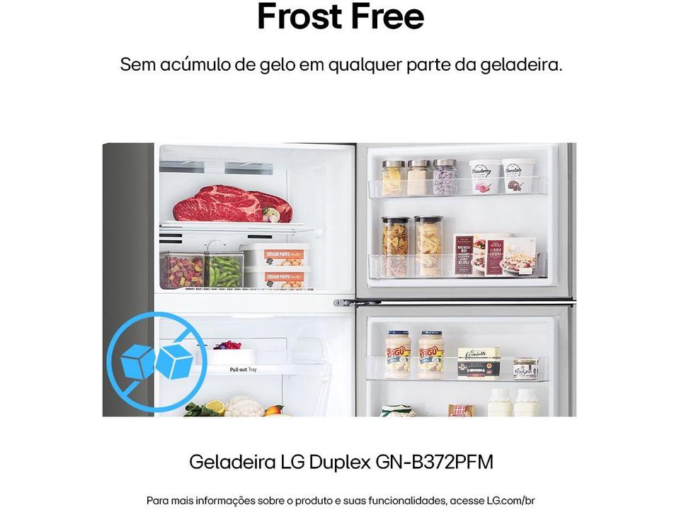 Geladeira/Refrigerador LG Frost Free Inox Duplex 375L GN-B372PFM - 8