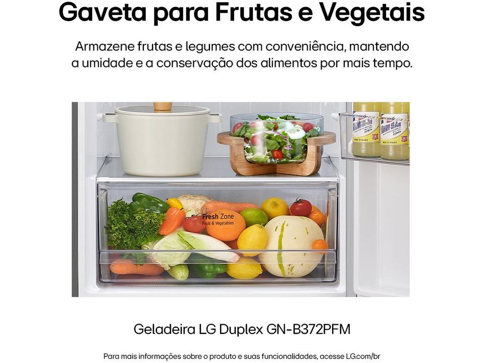 Geladeira/Refrigerador LG Frost Free Inox Duplex 375L GN-B372PFM - 4
