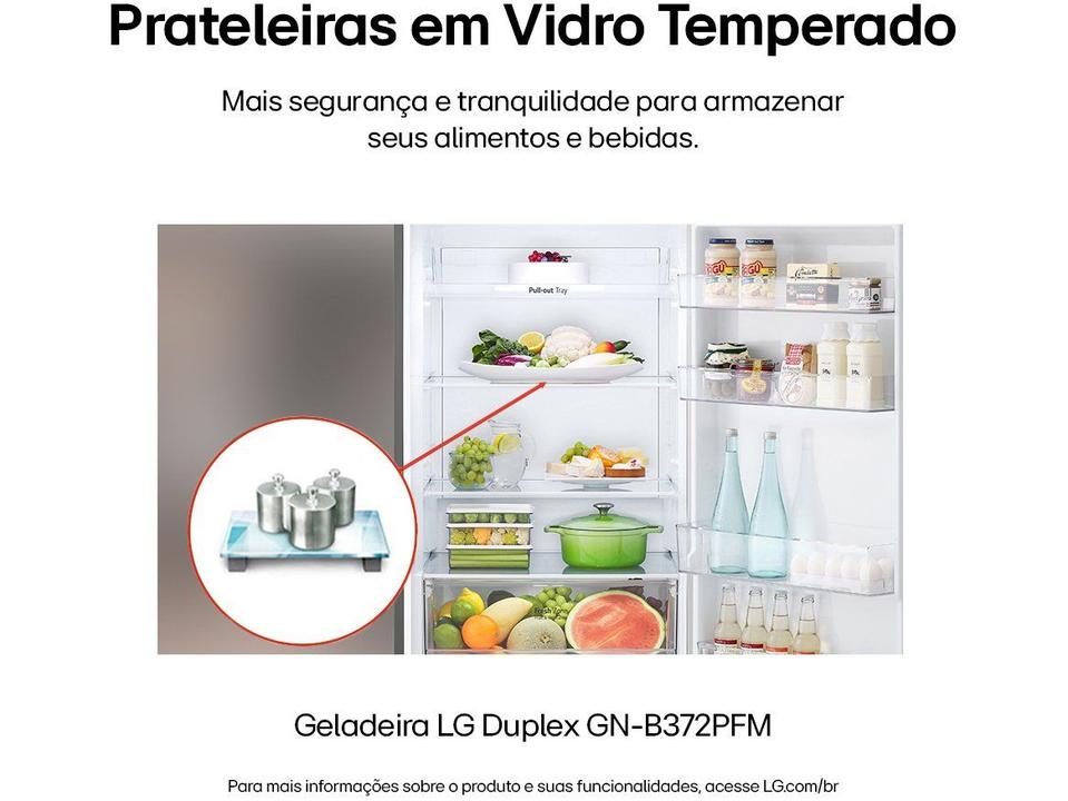 Geladeira/Refrigerador LG Frost Free Inox Duplex 375L GN-B372PFM - 6