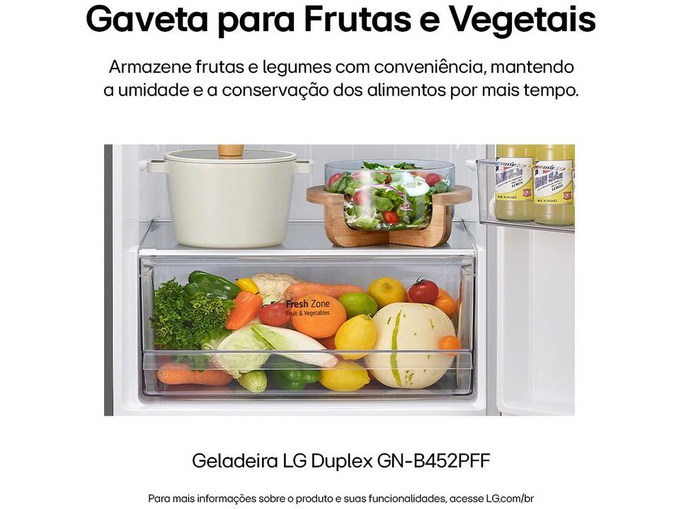 Geladeira/Refrigerador LG Frost Free Inox Duplex 461L GN-B452PFF - 7