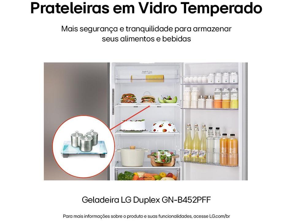 Geladeira/Refrigerador LG Frost Free Inox Duplex 461L GN-B452PFF - 10