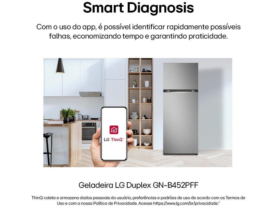 Geladeira/Refrigerador LG Frost Free Inox Duplex 461L GN-B452PFF - 8