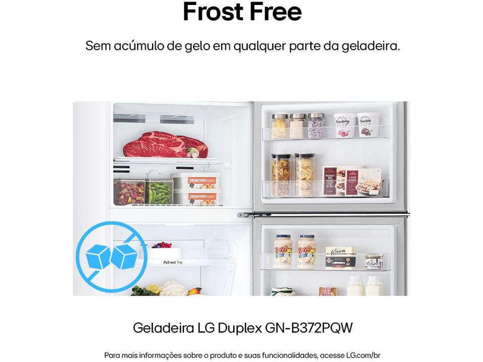 Geladeira/Refrigerador LG Frost Free Inox Duplex Branca 375L GN-B372PQW - 10