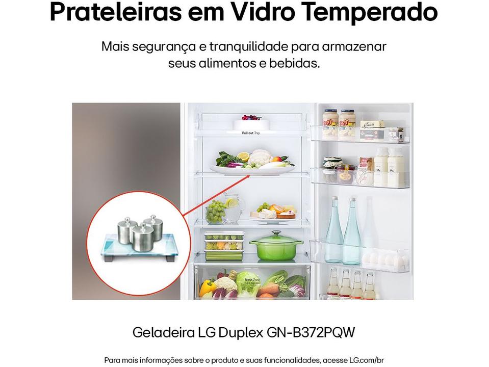 Geladeira/Refrigerador LG Frost Free Inox Duplex Branca 375L GN-B372PQW - 7