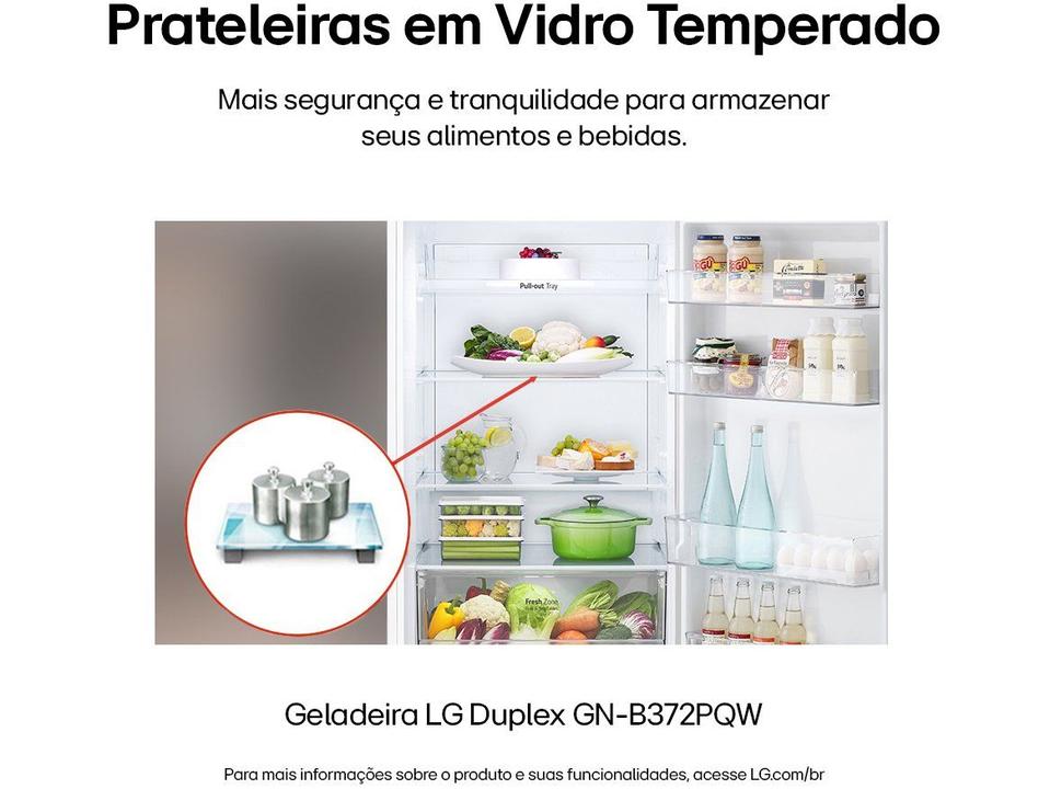 Geladeira/Refrigerador LG Frost Free Inox Duplex Branca 375L GN-B372PQW - 7