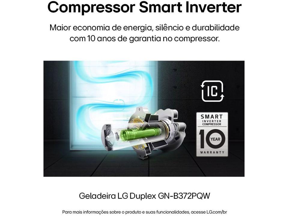 Geladeira/Refrigerador LG Frost Free Inox Duplex Branca 375L GN-B372PQW - 2
