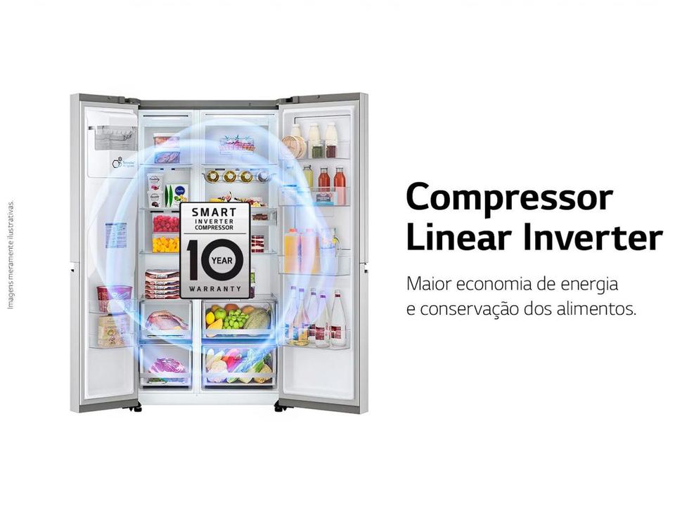 Geladeira/Refrigerador LG Frost Free Side by Side 598L com Dispenser de Água GC-X257C - 4