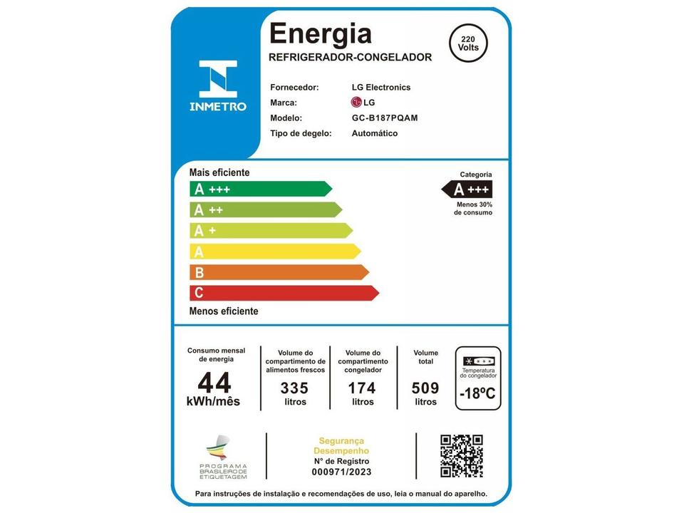 Geladeira/Refrigerador LG Frost Free Side by Side Prata 509L GC-B187PQAM - 25