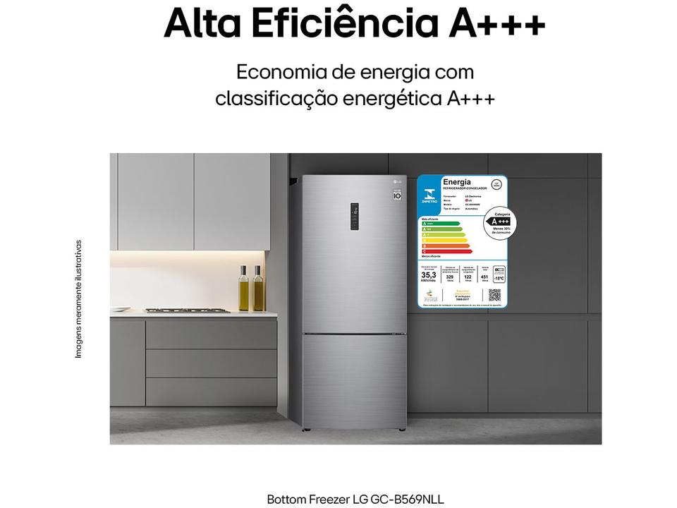 Geladeira/Refrigerador LG Frost Free Smart Inverse - Prata 451L Inox Look GC-B569NLLM.APZFSBS - 110 V - 2