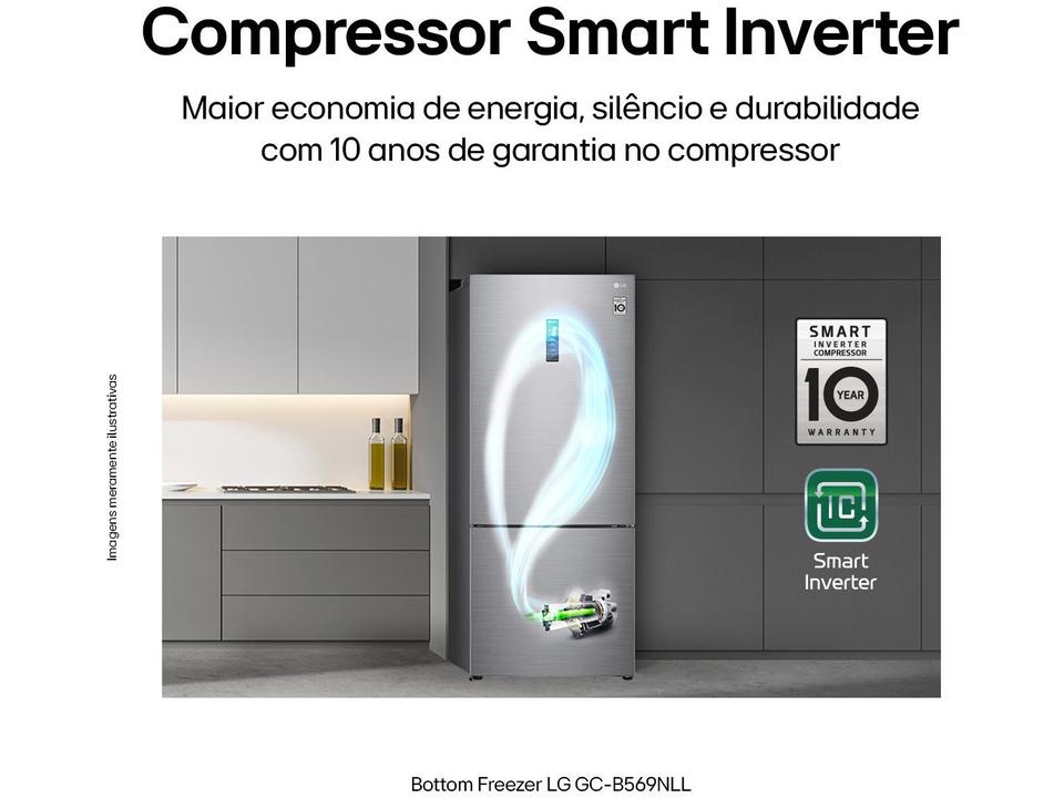 Geladeira/Refrigerador LG Frost Free Smart Inverse Prata 451L Inox Look GC-B569NLLM.APZFSBS - 3