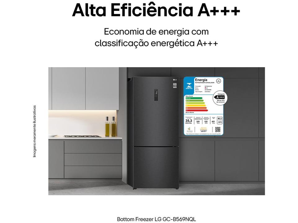 Geladeira/Refrigerador LG Frost Free Smart Preta - 451L Inox Look GC-B569NQLC.AMCFSBS - 110 V - 2