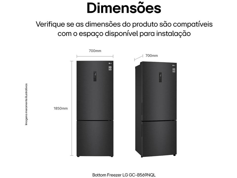 Geladeira/Refrigerador LG Frost Free Smart Preta - 451L Inox Look GC-B569NQLC.AMCFSBS - 110 V - 8